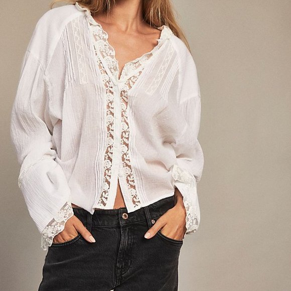 Free People Tops - NWT Free People Clemence Button Down / Ivory